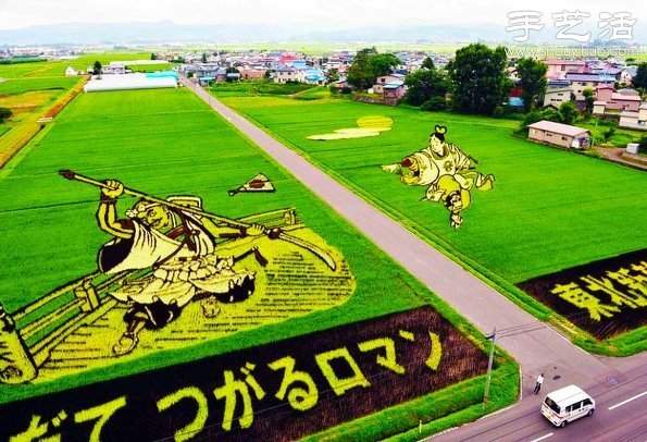 奇妙有趣创意DIY 稻田里创作巨幅画卷