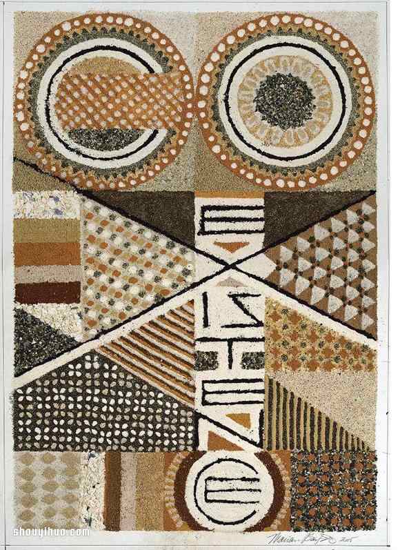 大地的图腾,用沙子拼成的美丽沙画