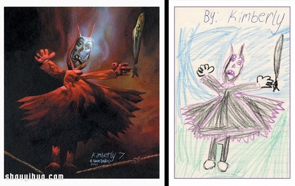 孩子们的涂鸦画 DIY成充满神秘感的诡异插画