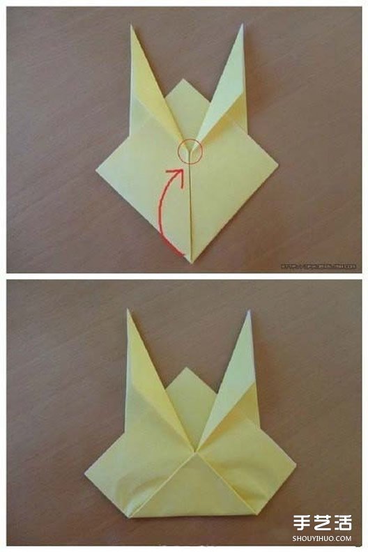 简单皮卡丘折纸教程 手工皮卡丘的折法图解