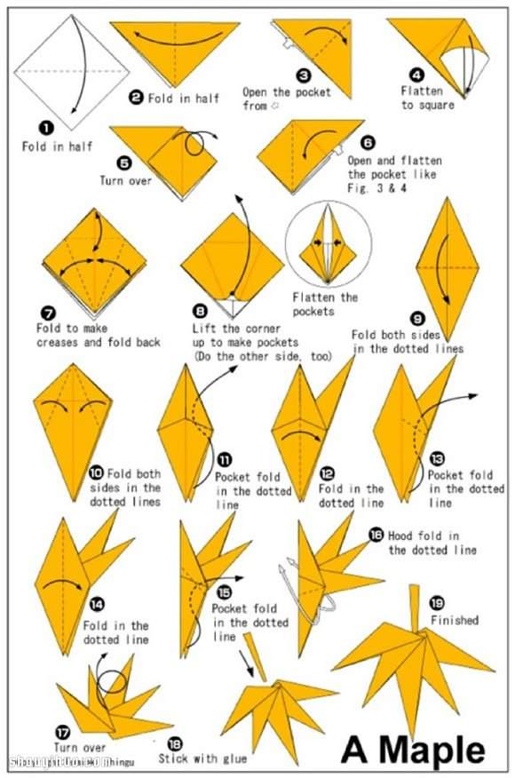 火红枫叶的折法 手工折纸枫叶图解教程
