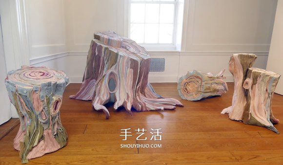 思念故人!过世父亲的旧衣物制作成树桩装置