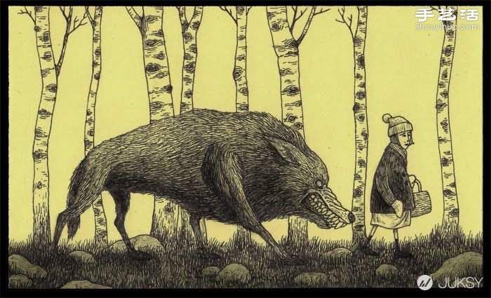 Don Kenn画在便利贴上的阴森怪兽涂鸦