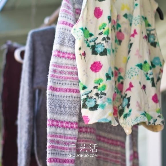 旧毛衣改造利用 DIY制作美好的悬挂花盆袋!