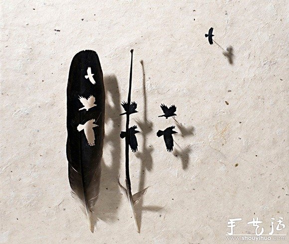 鸟儿羽毛艺术品手工制作