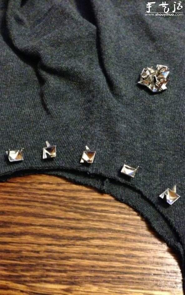 毛衣旧物改造 DIY露肩时尚潮款