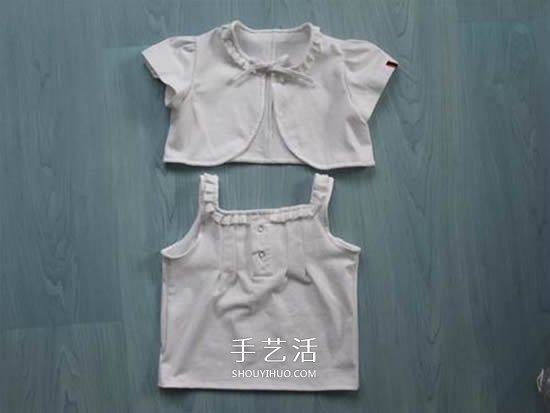 旧衣改造:男款T恤改造儿童坎肩背心套装