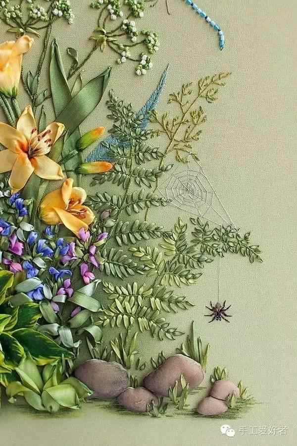 在织布上种花，美轮美奂丝带绣