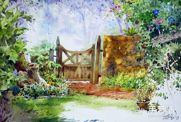 马来西亚画家郭绍鹏的风景水彩画作品图片