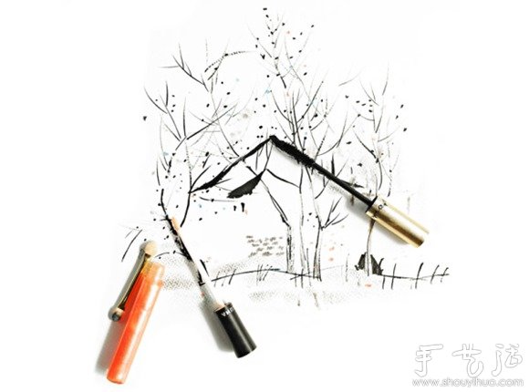 用化妆品创作的绘画作品