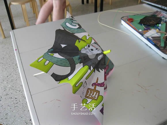 简单纸伞的制作方法图解 可以打开收起!