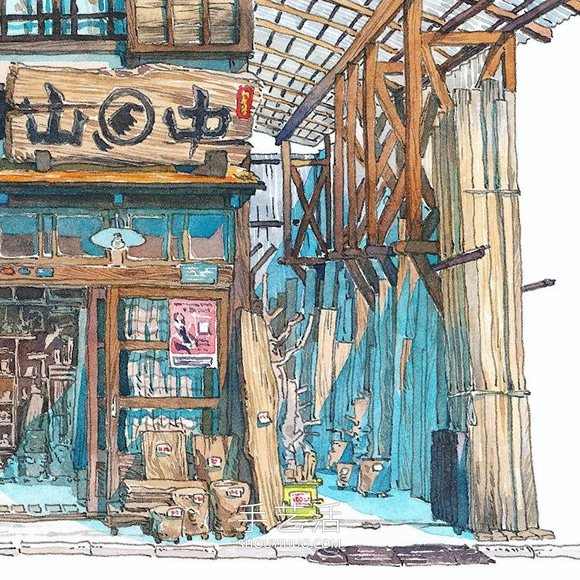 梦幻的日本店面！波兰动画师虚构的水彩画