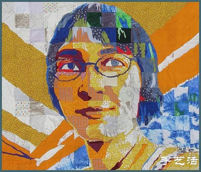 零碎小布片缝制的精美拼布画