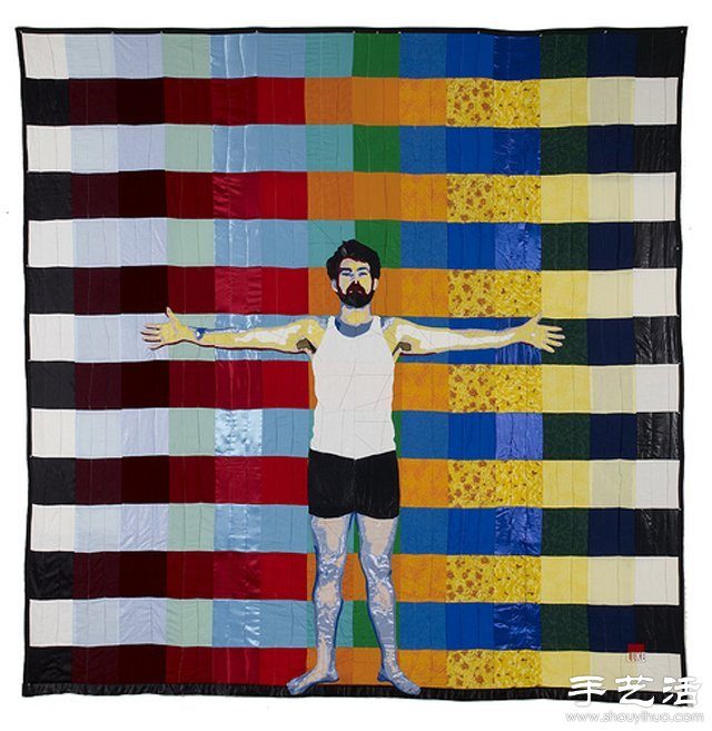 零碎小布片缝制的精美拼布画