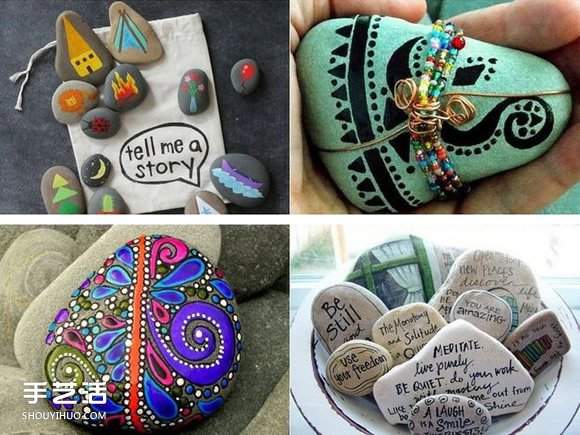 漂亮的石绘图片欣赏 鹅卵石手绘作品图片