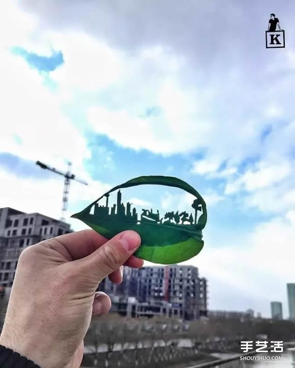 叶子切割画作品图片 精美手工叶切画图片欣赏