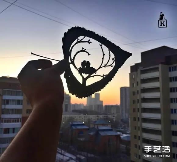 叶子切割画作品图片 精美手工叶切画图片欣赏