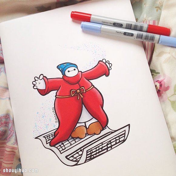 Baymax玩角色扮演 融合成经典迪士尼人物