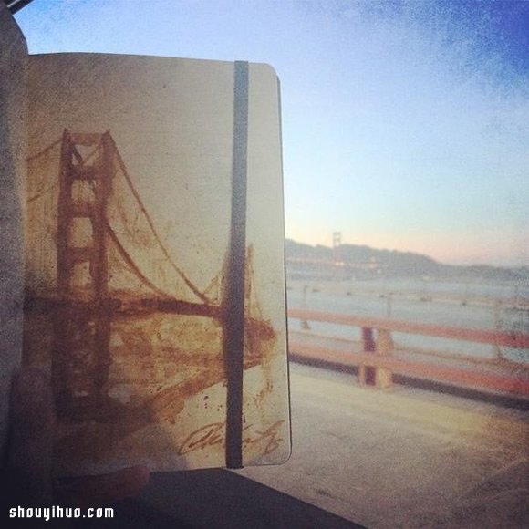 咖啡画!以深浅不同的咖啡手绘电影人物