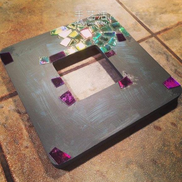 马赛克风格的旧相框改造 几张光盘旧搞定!