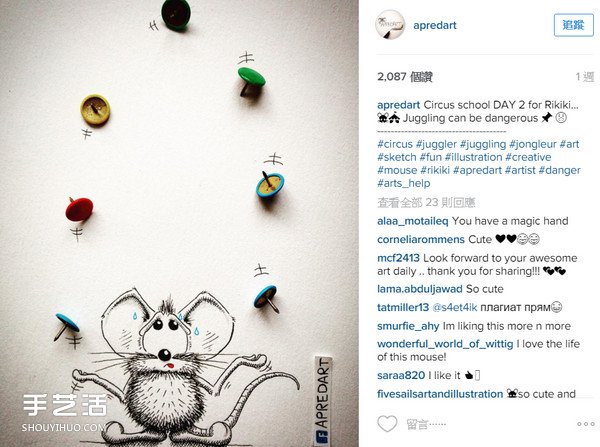 创意手绘作品:爱闯进办公桌嬉闹的顽皮鼠