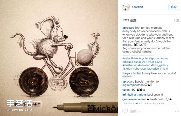 创意手绘作品:爱闯进办公桌嬉闹的顽皮鼠