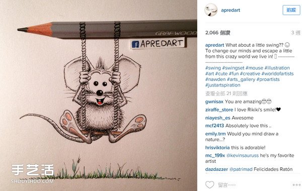 创意手绘作品:爱闯进办公桌嬉闹的顽皮鼠