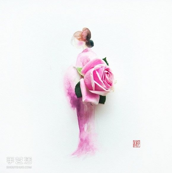 极雅艺术!用水彩让花朵变身礼物在纸上绽放