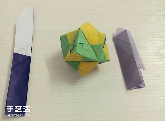 折纸折叠小刀的折法 手工折可折叠弹簧刀图解