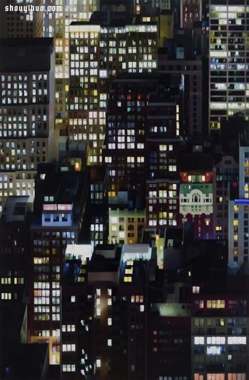 晃动光影迷幻交织 纽约城市夜景抽象画