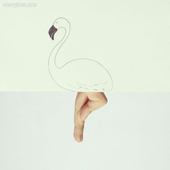 手指与简单插画结合 DIY俏皮好玩的画作