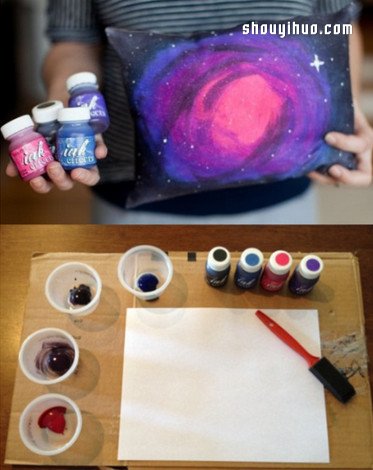 利用简单印染工艺,DIY制作银河星云抱枕