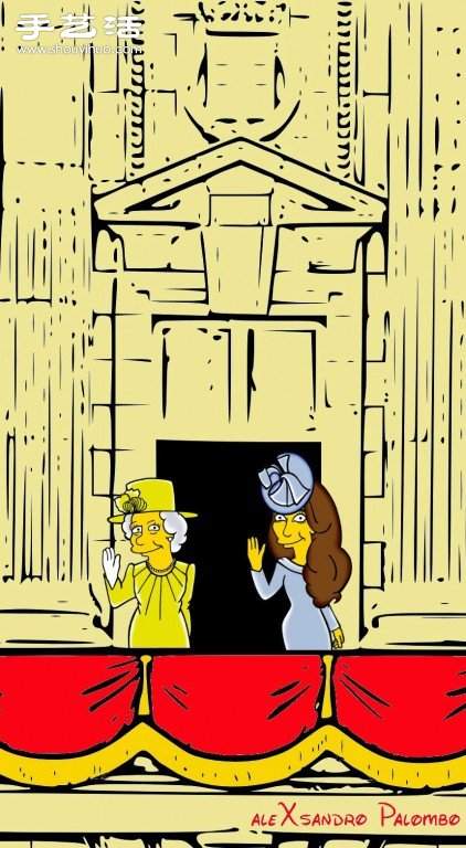 辛普森恶搞插画：黄皮肤凯特王妃同样时髦