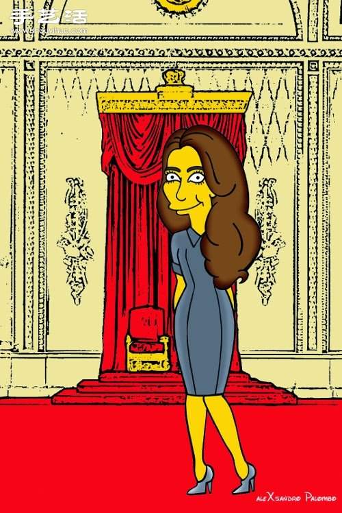 辛普森恶搞插画：黄皮肤凯特王妃同样时髦