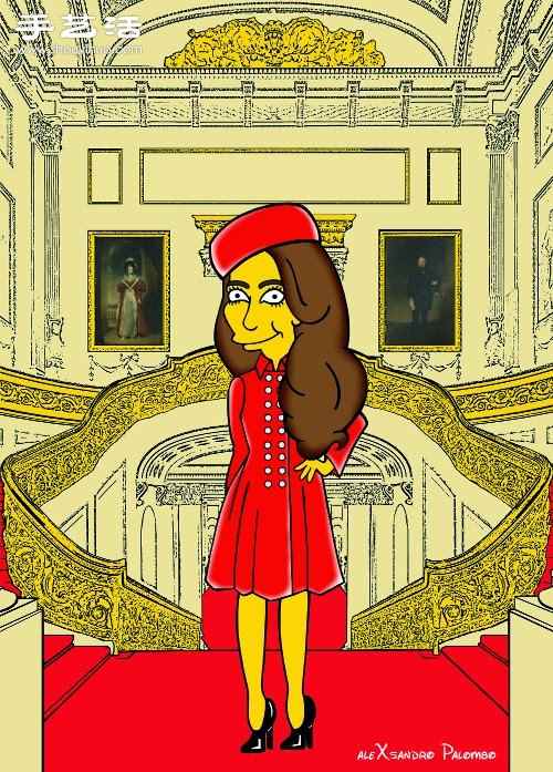 辛普森恶搞插画：黄皮肤凯特王妃同样时髦