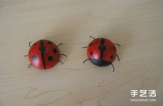 简单幼儿小手工:乒乓球制作七星瓢虫的方法