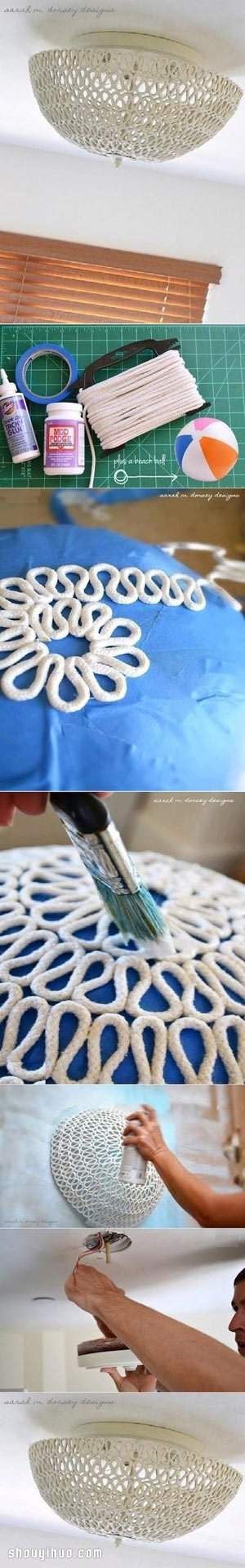 粗绳创意手工DIY制作吊灯灯罩图解教程