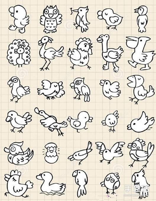 手绘手帐漫画素材 黑白彩色都有的手账素材