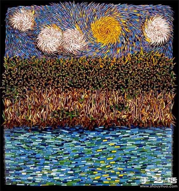 彩色铅笔DIY而成的创意雕塑