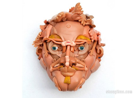 不要的洋娃娃回收再利用 DIY表情夸张的恐怖人偶